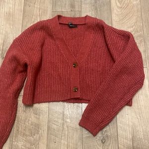 pink button cardigan cropped cotton on